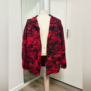 C’EST TOI Red Camo Utility Jacket Hooded Snap Zip New UNISEX 3XL